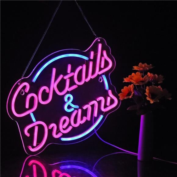 Cocktails and Dreams Movie LED Neon Sign Light Wall Decor Bar Party Man Cave NEW - Picture 4 of 7